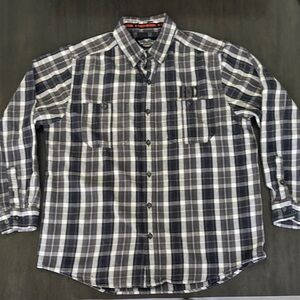 Harley Davidson 100% cotton plaid button up shirt